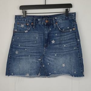 J. Crew Star Printed Raw Hem Denim Skirt Size 29